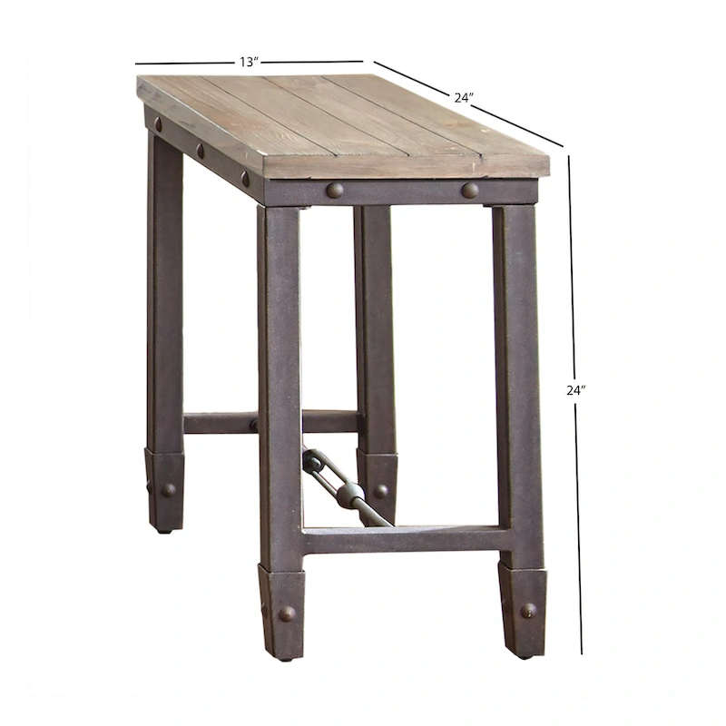 Steve Silver Gatling Pine Wood and Iron Side Table