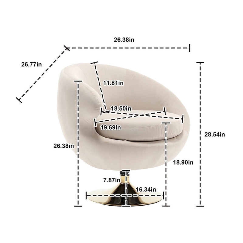 HOMEFUN Velvet 360 Degree Swivel Left Cuddle Barrel Accent Chairs