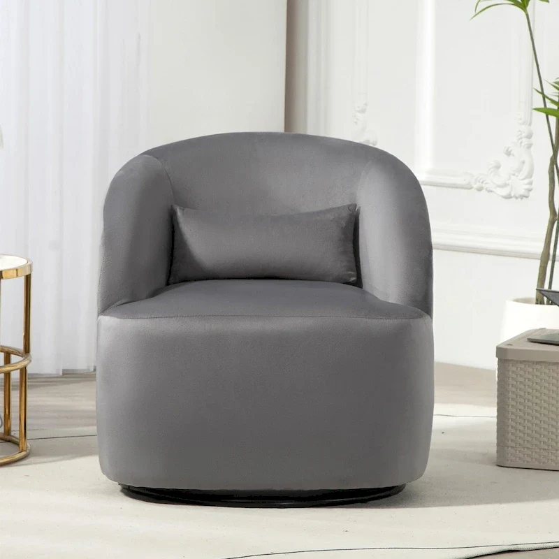 Modern Velvet Upholstered Swivel Accent Chair