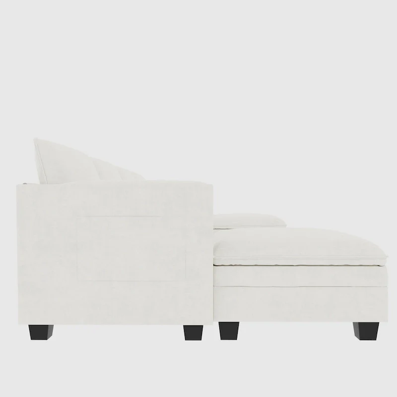 Christopher Knight Home - Noah 141.5 U-Shaped 6-Seater Sofa Couch with Movable Ottoman and Armrest Pockets, Fabric Upholstery