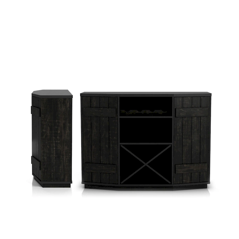 DH BASIC Farmhouse Plank-Style 28-Bottle 47-Inch Wine Cabinet Buffet by Denhour