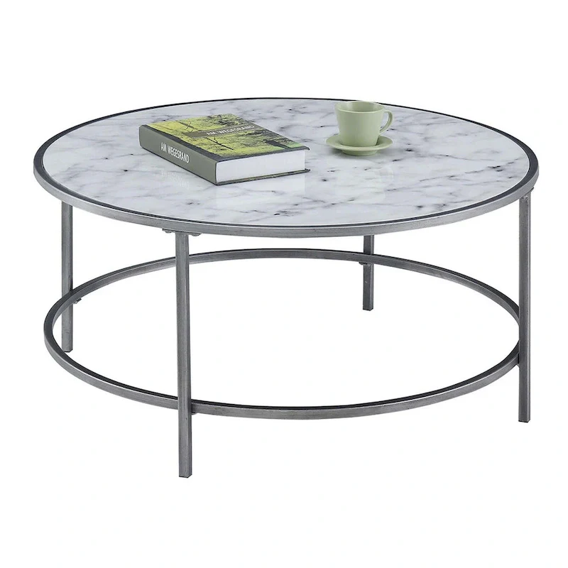 Convenience Concepts Gold Coast Faux Marble Round Coffee Table