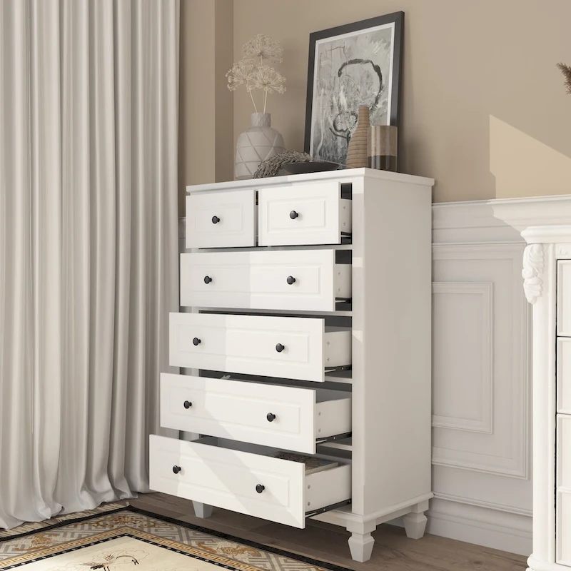 Modern Dresser with 6 Drawers Wood Chest of Storage Dressers Organizer