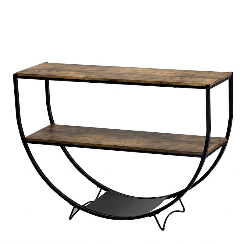 Merax Rustic Industrial Design Demilune Shape Console Table
