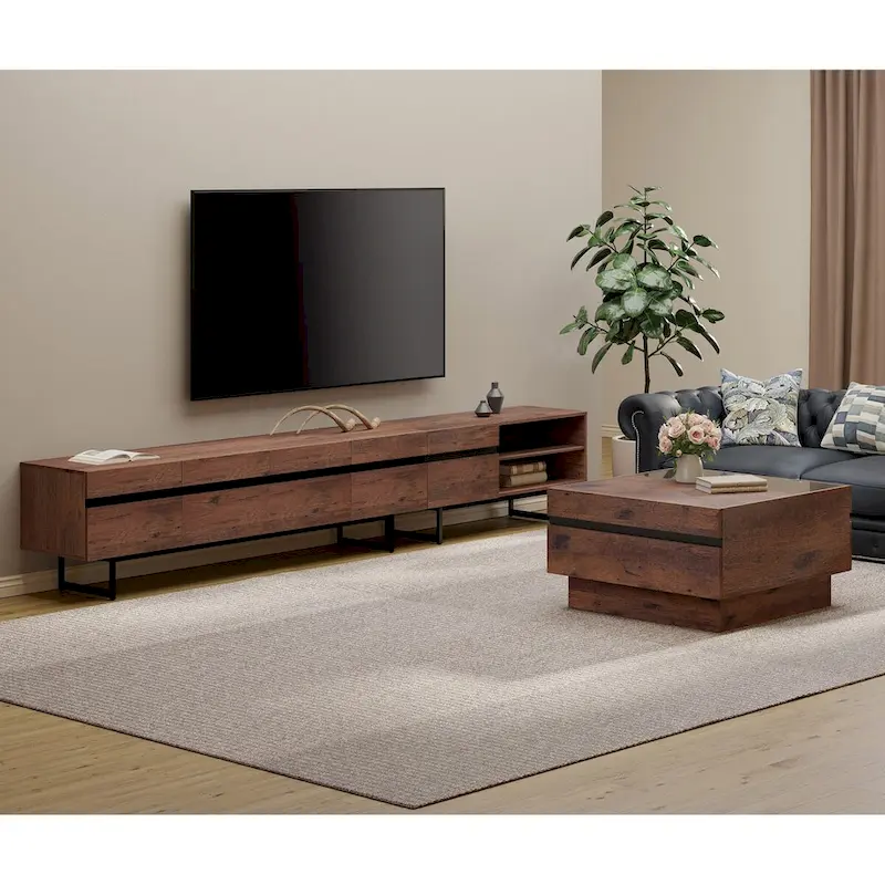 WAMPAT Modern TV Stand and Coffee Table Set of 2