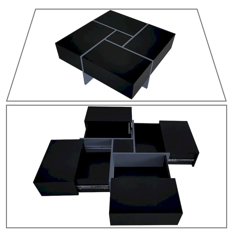 Unique Stylish Wooden Coffee Table with Sliding Extended Table Top