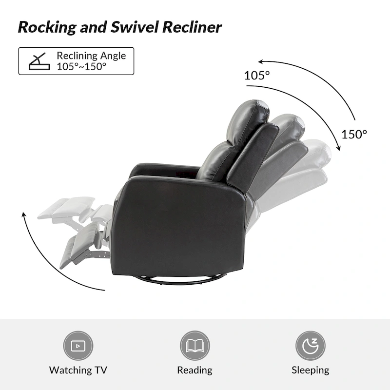 Esteban Modern Faux Leather Manual Rocking Swivel Recliner with Wingback