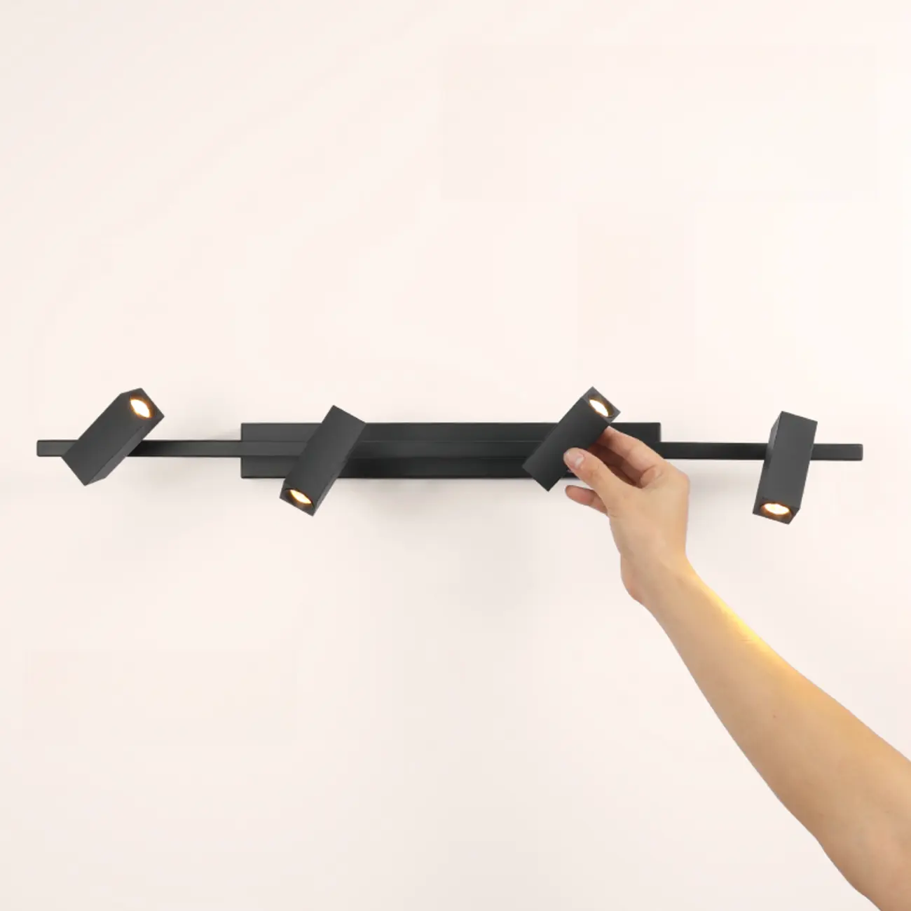 3-Light Rectangle Adjustable Black Vanity Lights