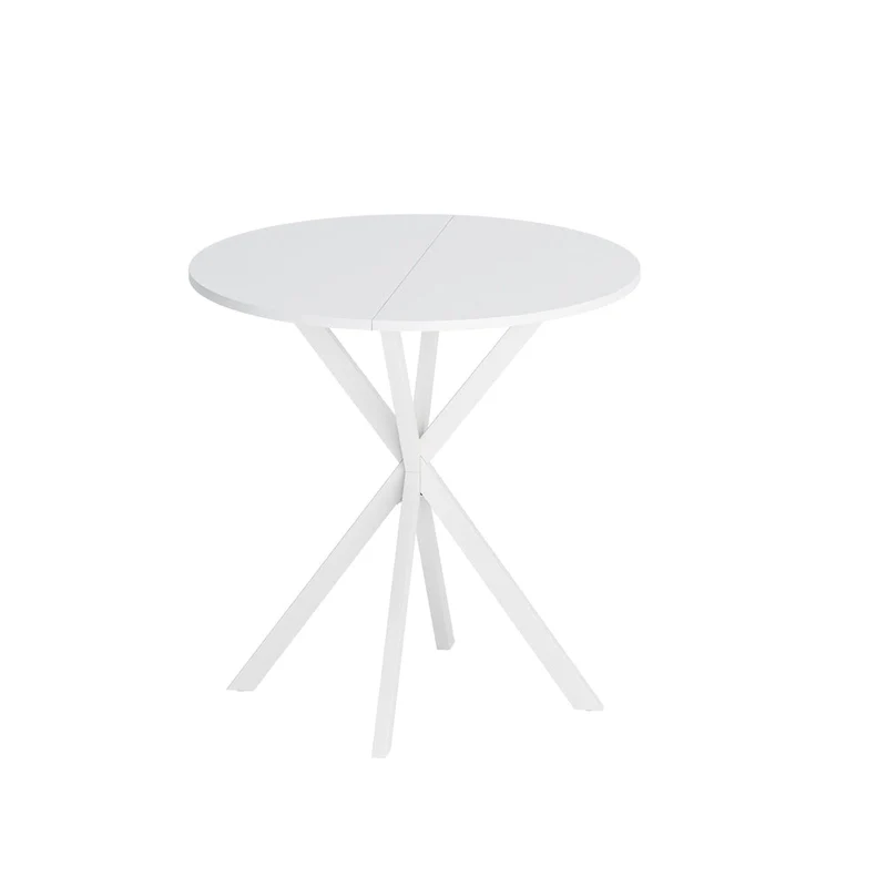 Modern Cross Leg Round Dining Table ,Two Piece Removable Top