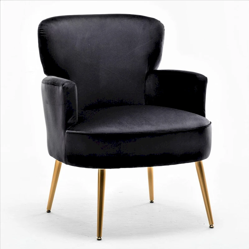 US Pride Furniture Stylish Velvet Armchair with Gold Metal Legs Comfortable Accent Chair