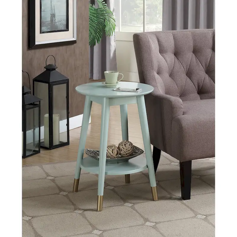 Convenience Concepts Wilson Mid Century Round End Table with Shelf