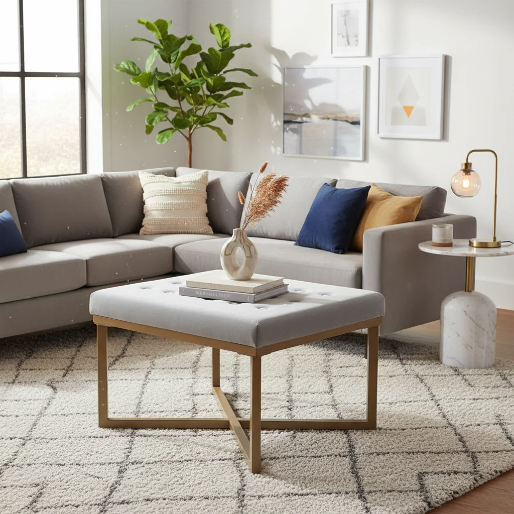 Velvet Tufted Footstool