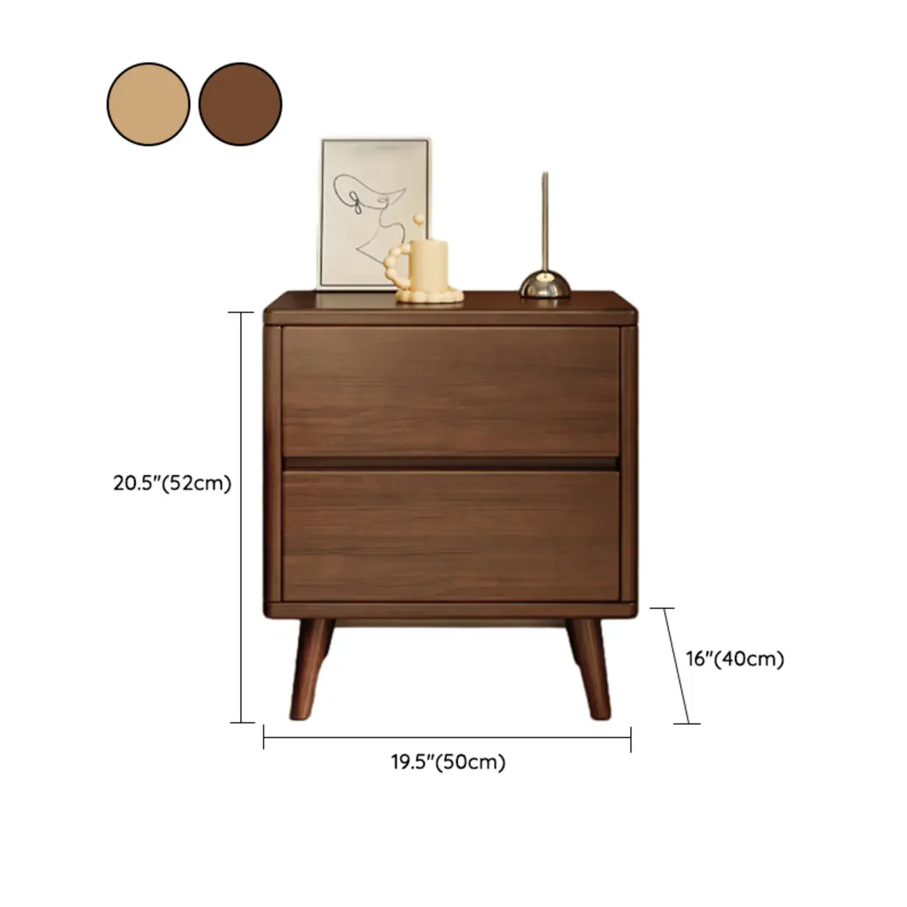 Natural Finish Wood Nightstand with Drawers