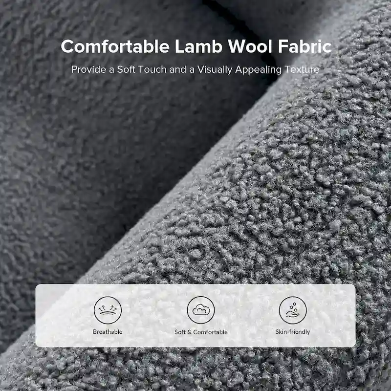 Wayne 35 Wide Boucle Upholstered Teddy Accent Chair with Solid Wood Legs by HULALA HOME