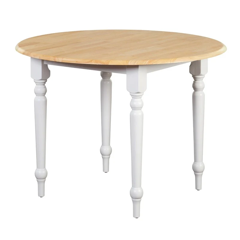 Two-tone 40-inch Rubberwood Round Drop-leaf Table