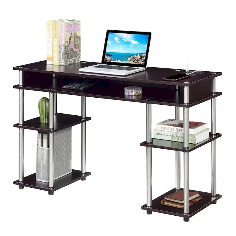 Designs2Go No Tools Student Desk with Charging Station and Shelves