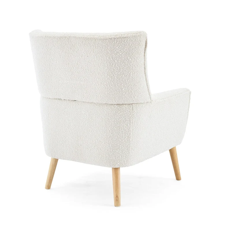 Modern Plush Fabric Accent Chair with Wood Legs
