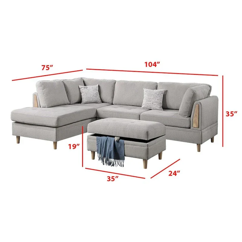 Poundex Furniture Chenille 3 piece Sectional