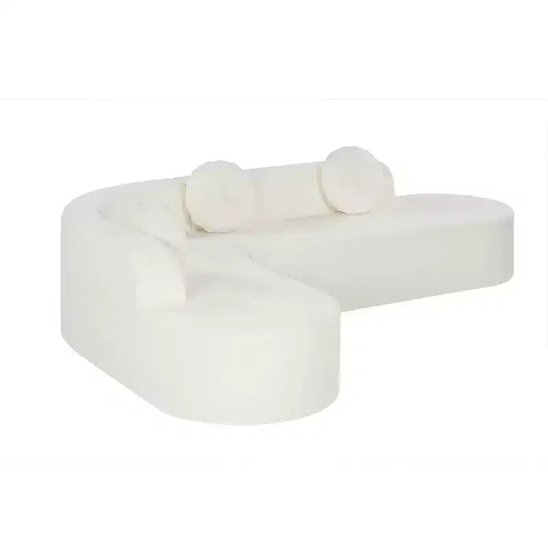Whisen 122'' Extra Large Sectional Sofa, Elegant Fabric Upholstery Sofa Couch with Three Round Cushions , High-Resilience Foam