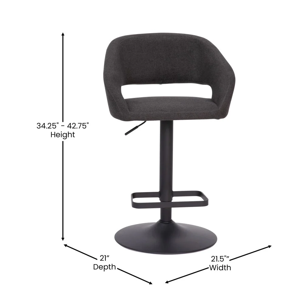Modern Upholstered Adjustable-Height Barstool with Rounded Back