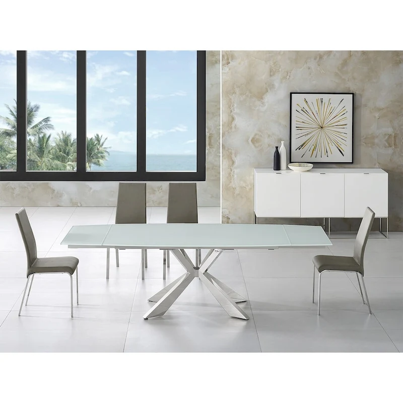 Casabianca Home Loto Set of 2 Dining Chair in Taupe Top Grain Leather