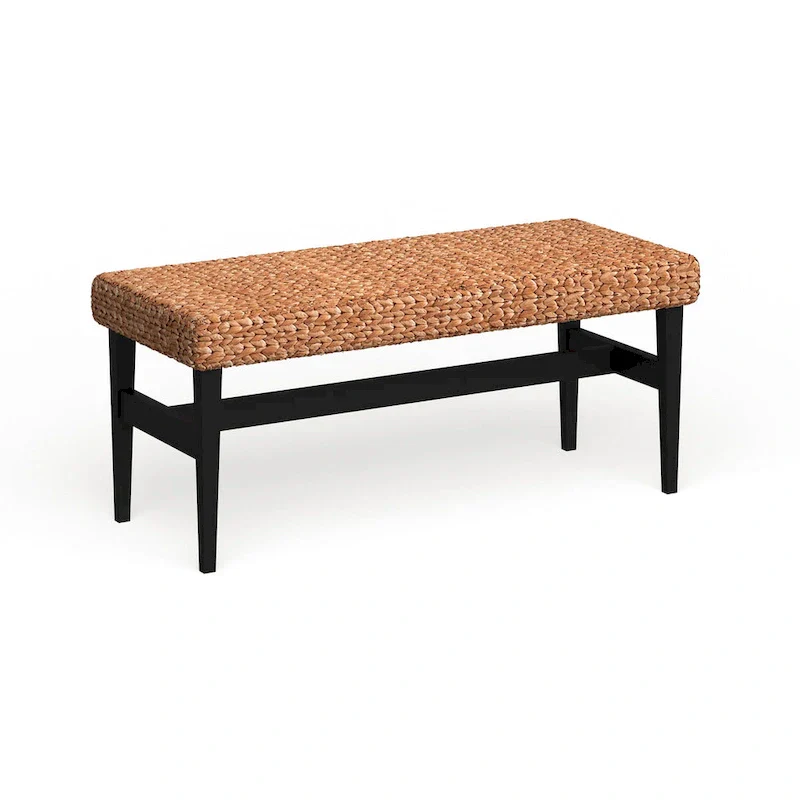 SEI Furniture Terraza Black Natural Woven Bench
