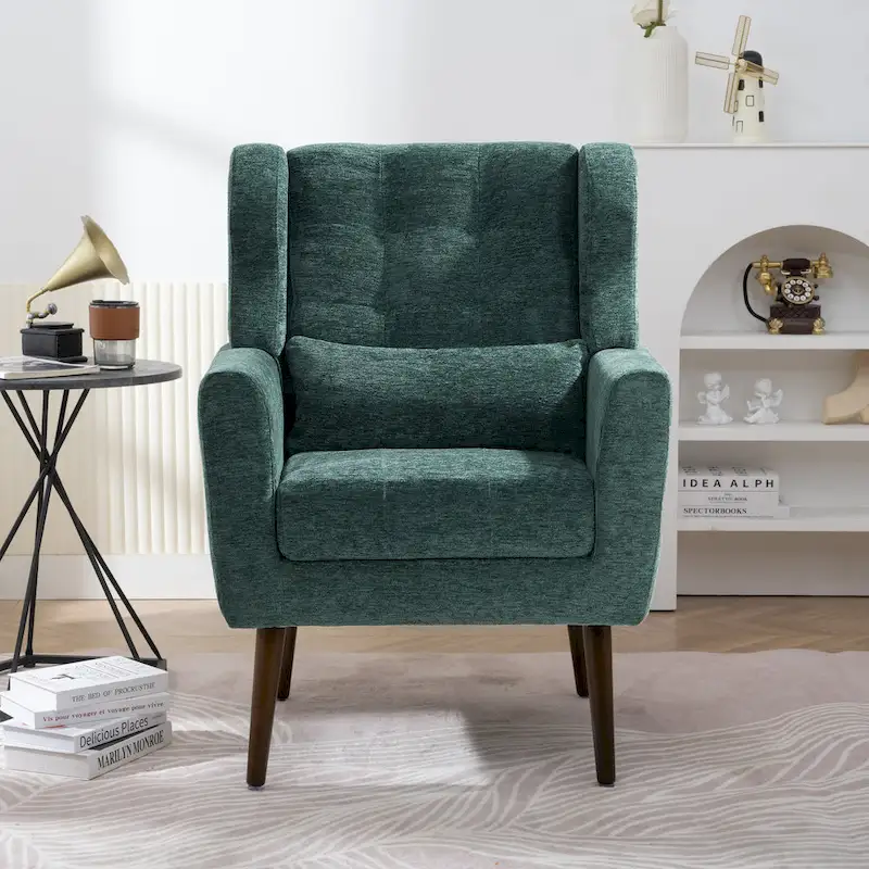 Chenille Fabric Accent Chair with Arm