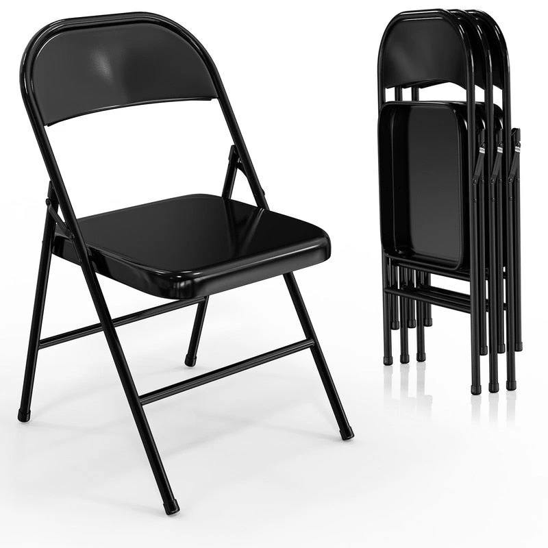 4PC Portable Stackable Stainless Steel Folding Chairs Capacity 350 LBS
