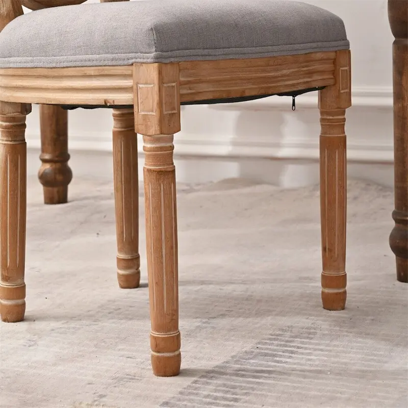 French Country Dining Chairs with Round Back Set of 2,Solid Wood Legs