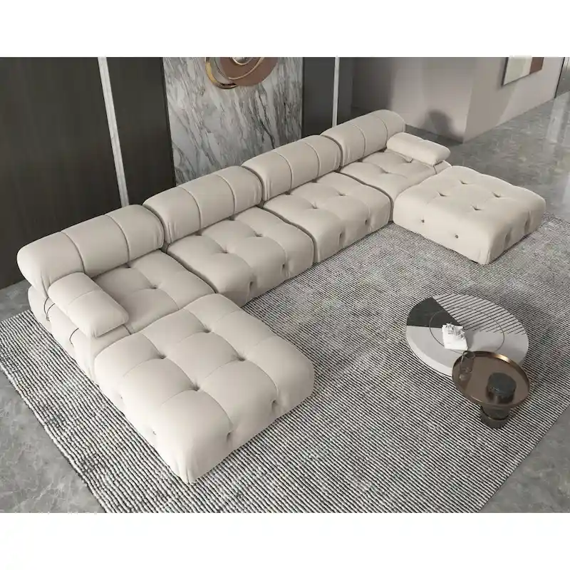 Velvet Sectional Sofa Reversible Modular Couch