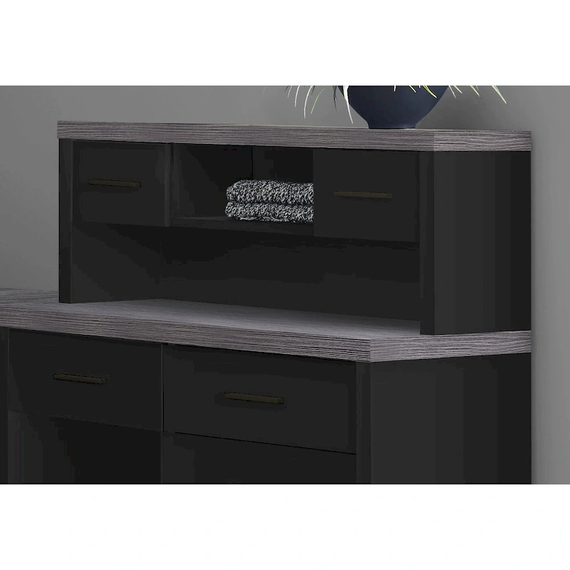 59 Grey L-Shape Computer Desk With 8 Drawers