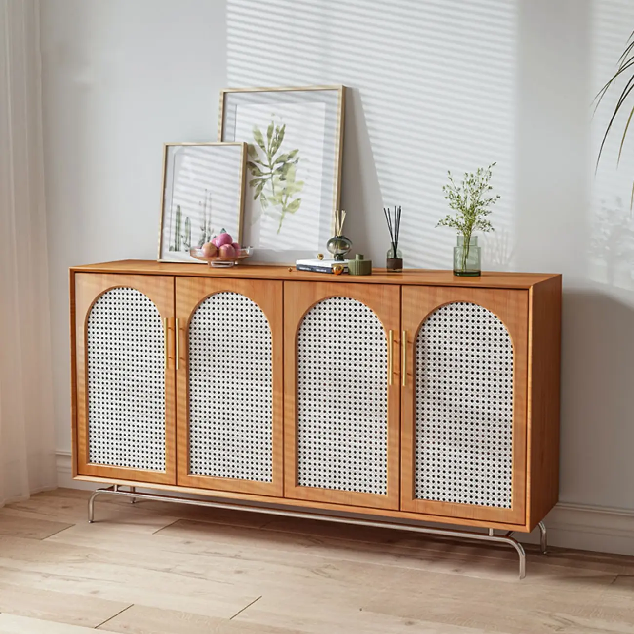 Tropical Pine Wood Accent Cabinet in Rectangular Shape