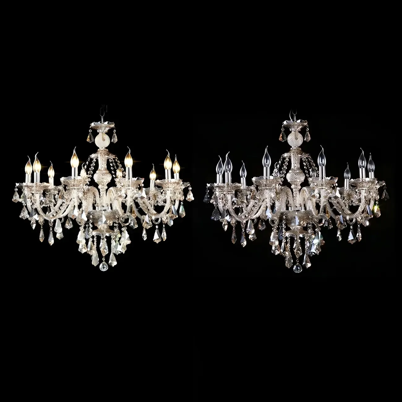 Mid-Century Modern Crystal Candelabra Chandelier