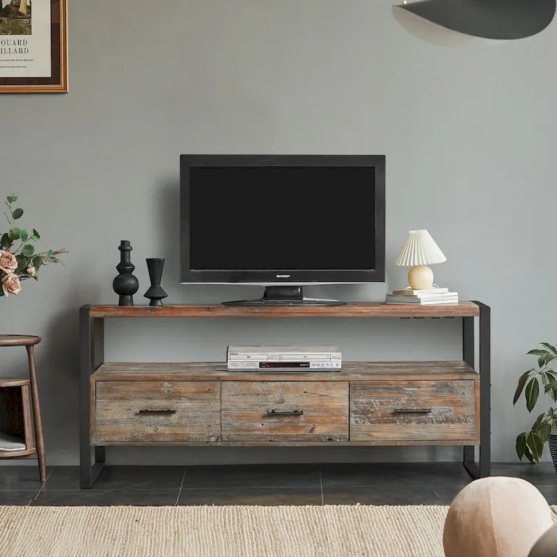 Console table with 3 Drarwer, Open Shelf