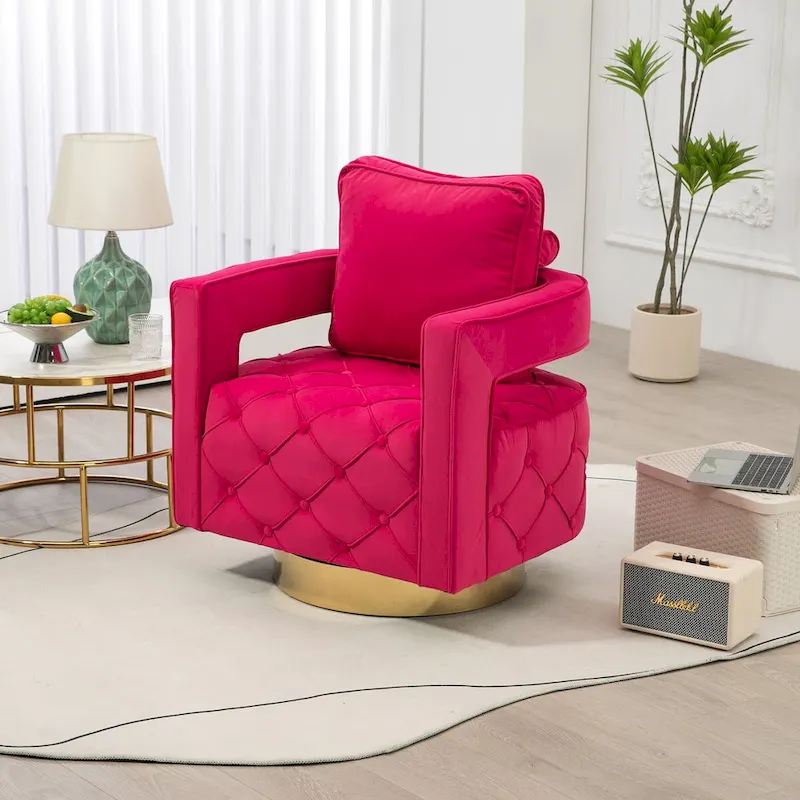 Fabric pull buckle living room rotating leisure chair, reception and negotiation chair