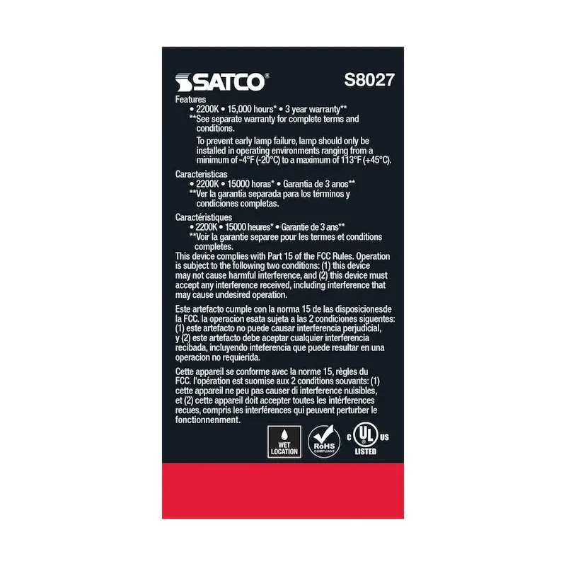 S14 LED String Light Replacement Bulb 2200K 120 Volt Replacement 4-pack - Clear