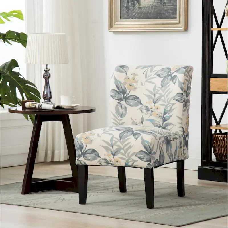 Blue Leaves 29.13 Upholstered Accent Chair
