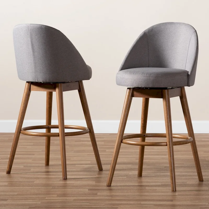 Mid-Century Modern Swivel 2-Piece Bar Stool Set