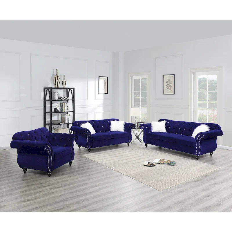 Living Room Sofa with Button Tufted Back