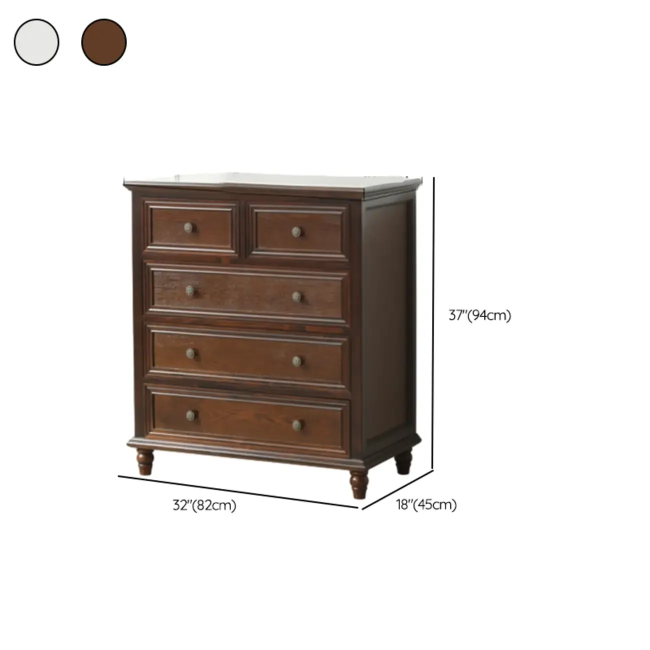Traditional  6-Drawer White Wood Dresser