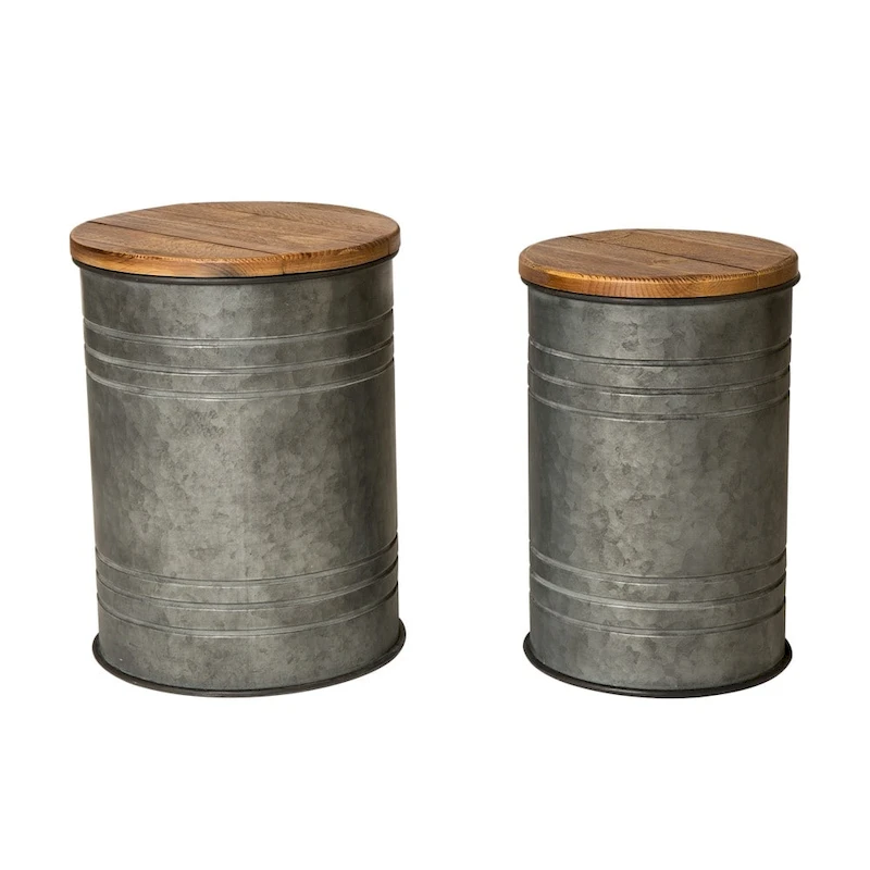 Glitzhome Set of 2 19 H Farmhouse End Table Storage Ottoman