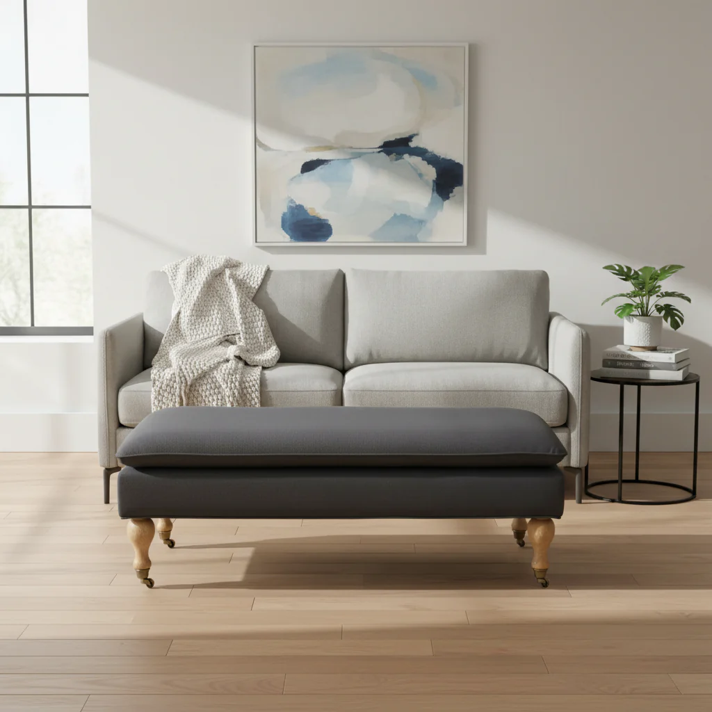 Pillowtop Grey/ Sage Bench - 0 - 52 W x 21 D x 19 H