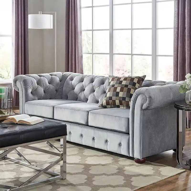 Gdansk Tufted Scroll Arm Chesterfield Sofa