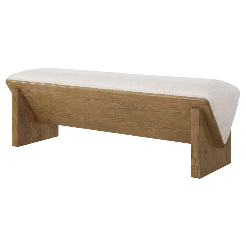 Wedged 59 Wide Wood Framed Polyester Bench