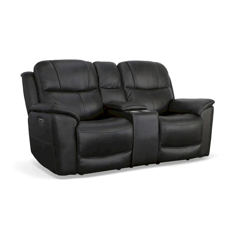 Crew Leather Power Reclining Zero Gravity Loveseat with Console, Power Headrests & Lumbar by Flexsteel