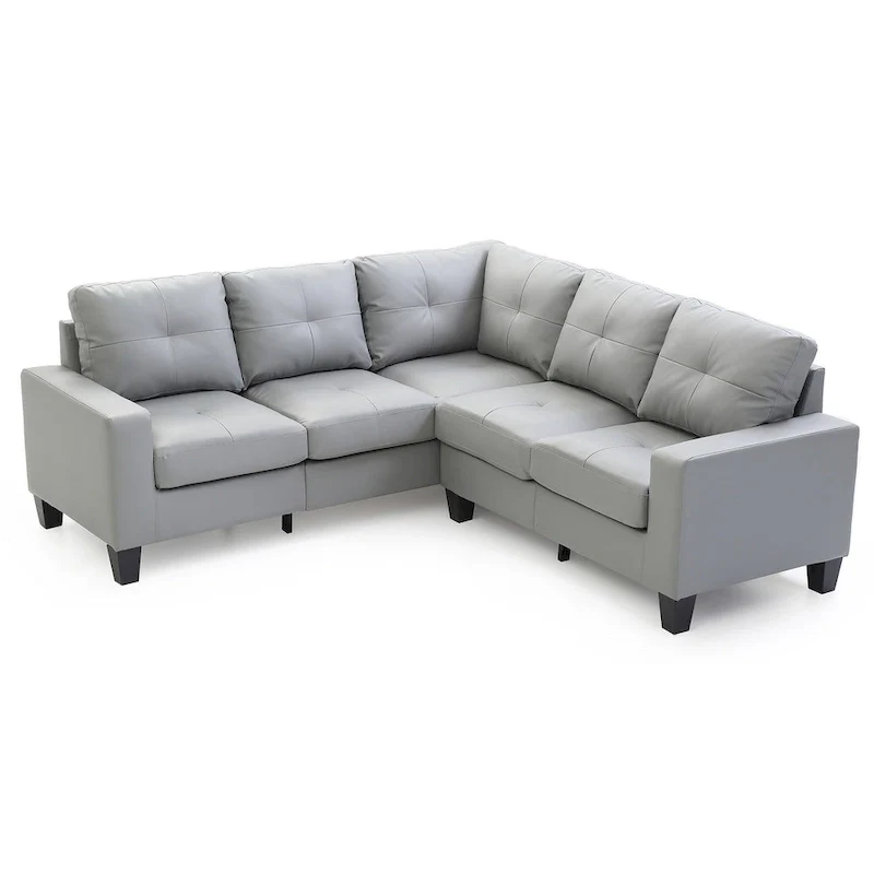 Newbury 82 in. W 2-piece Faux Leather L Shape Sectional Sofa - 32 L x 82 W x 35 H