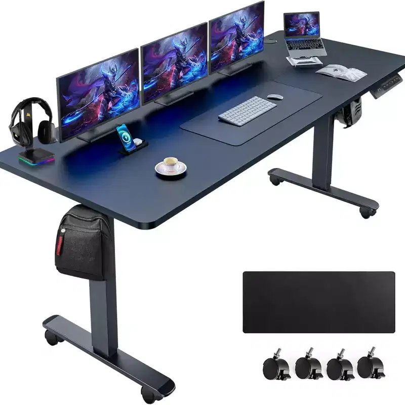 Black Electric Standing Desk, 63 × 24 in, Single Person