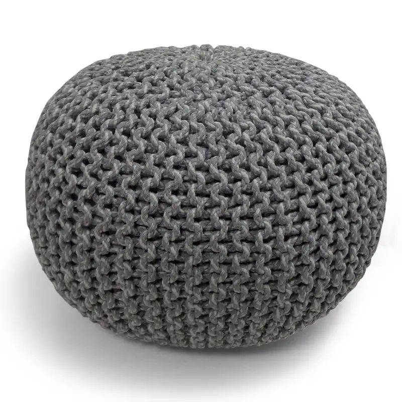 WYNDENHALL Rigby Boho Round Hand Knit Pouf