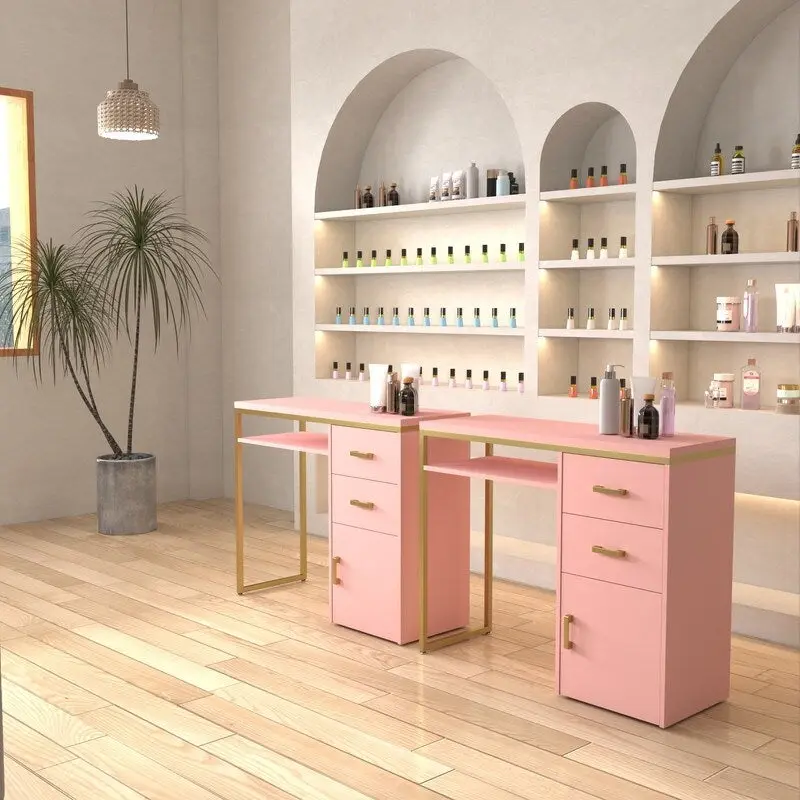 38.19 W Particle Board Computer Desk Manicure Table with 2 Drawers and 1 Cabinet