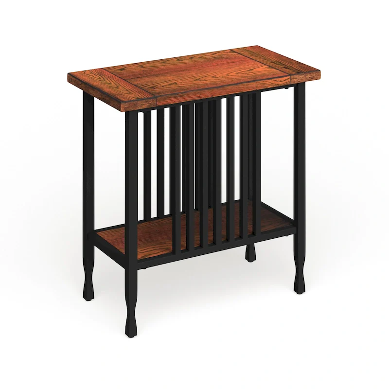 Brown/Black & Black Wash Narrow Chairside End Table, 1-Person Side Table